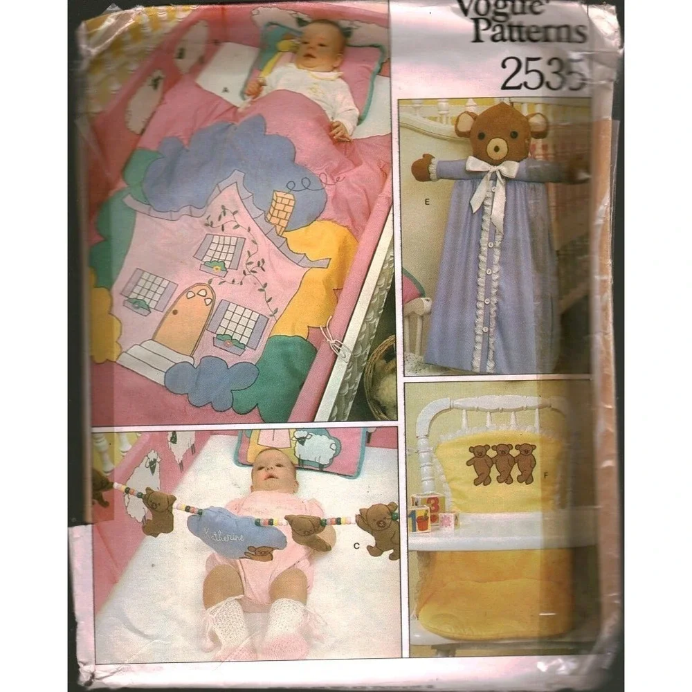 Vogue 2535 Baby Craft Sewing Pattern Quilt Diaper Bag High Chair Cover Infant